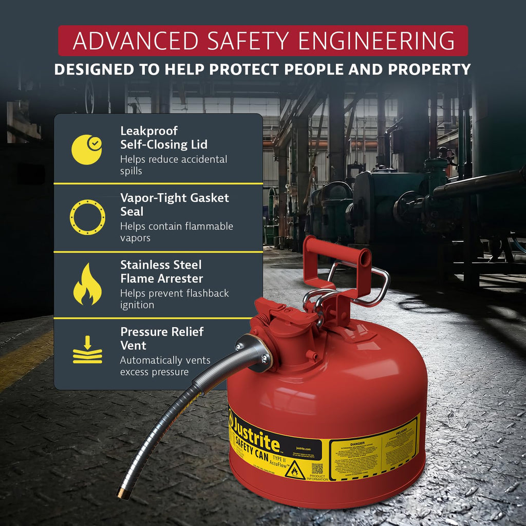 Red Galvanized Steel Gasoline Safety Can X230341