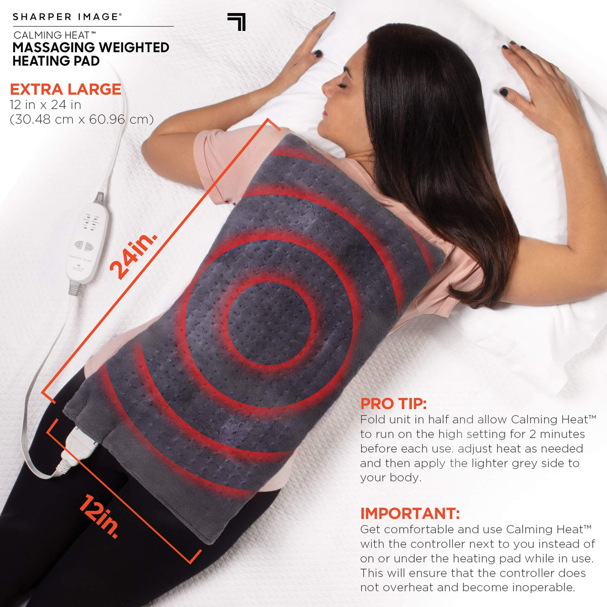 Weighted Heating Pad with 3 Heat 6 Massage Settings V111696