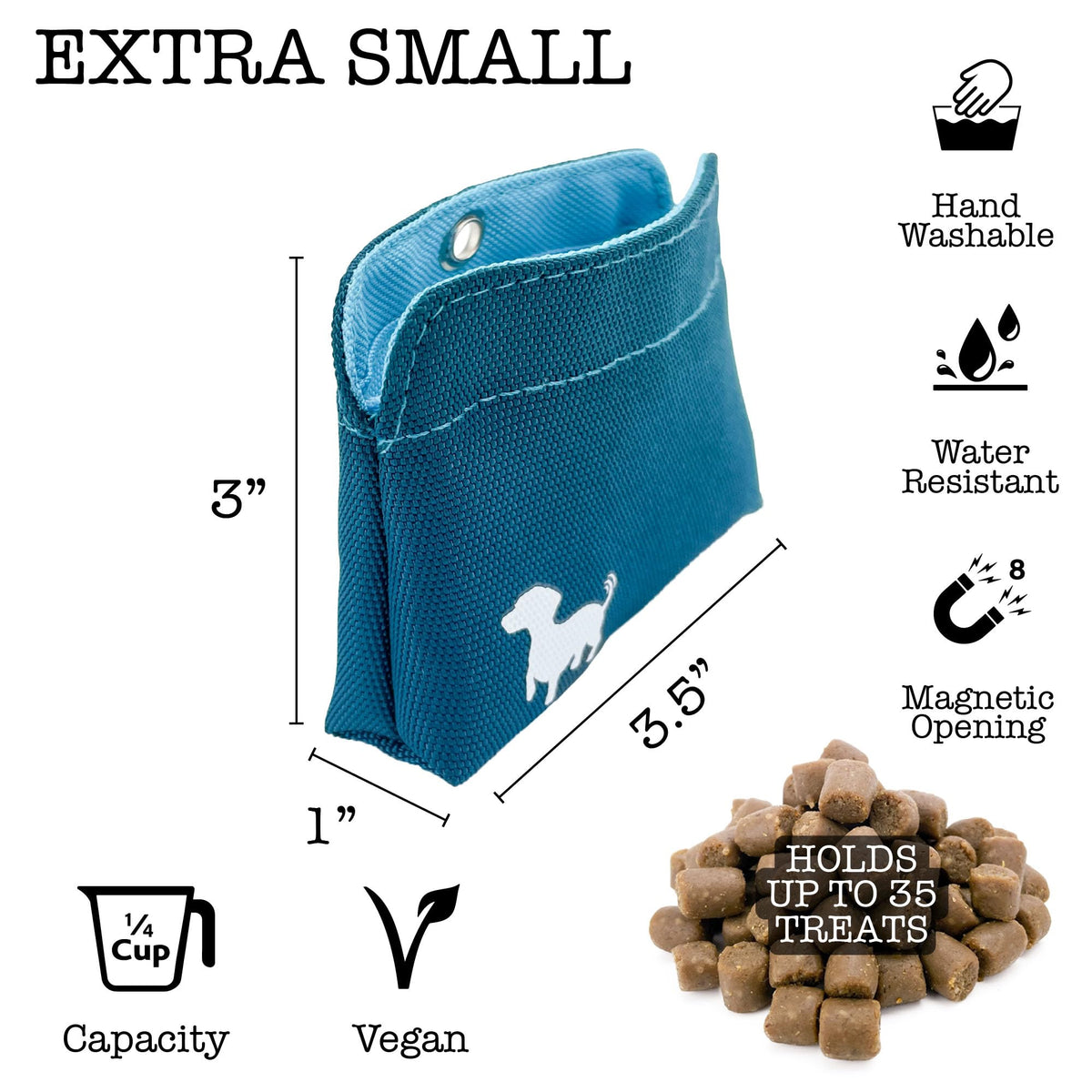 Turquoise Dog Treat Pouch with Magnetic Closure S713