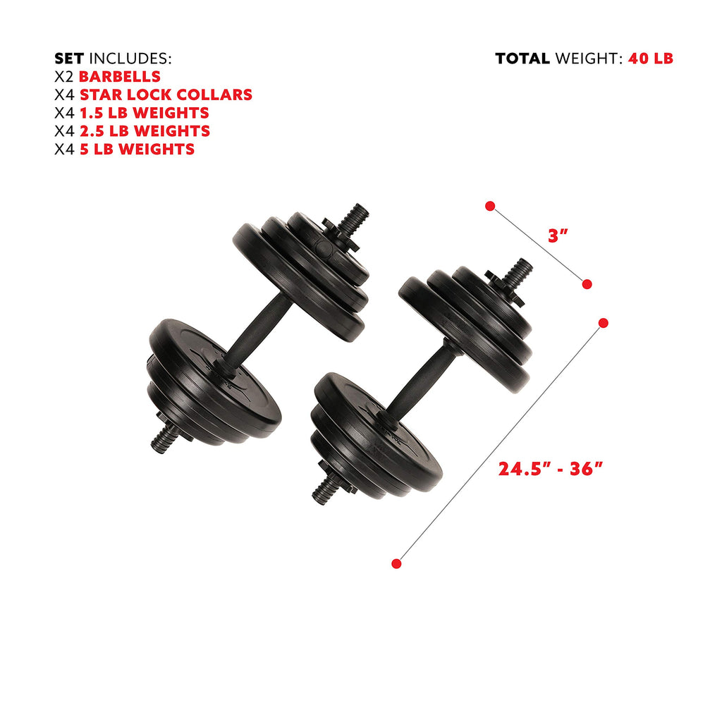 40 Lb Vinyl Dumbbell Set Hand Weights W779
