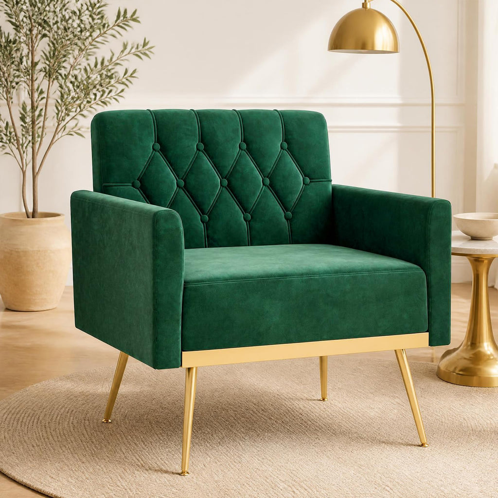 Velvet Accent Chair Set of 2 Emerald Green N5507