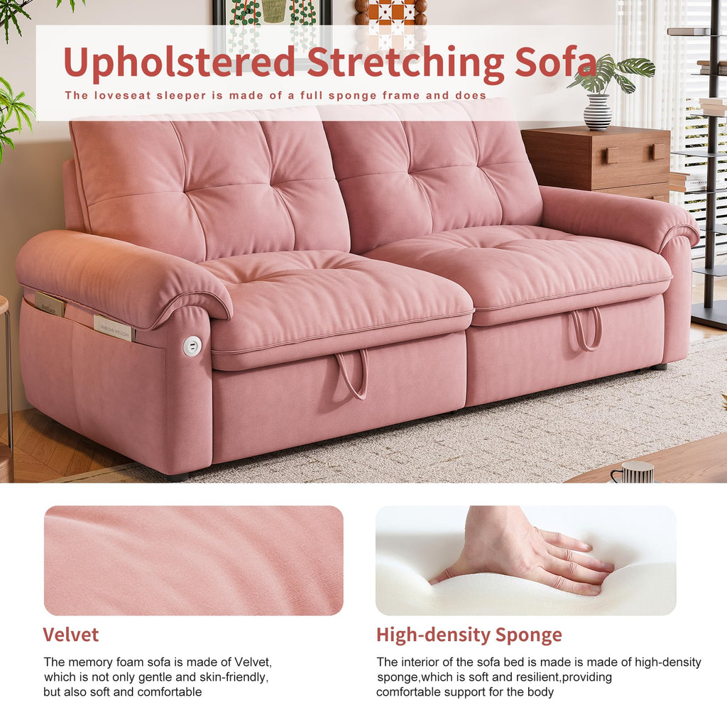 Queen Size Pink Sofa Bed with Pull Out Bed F37574