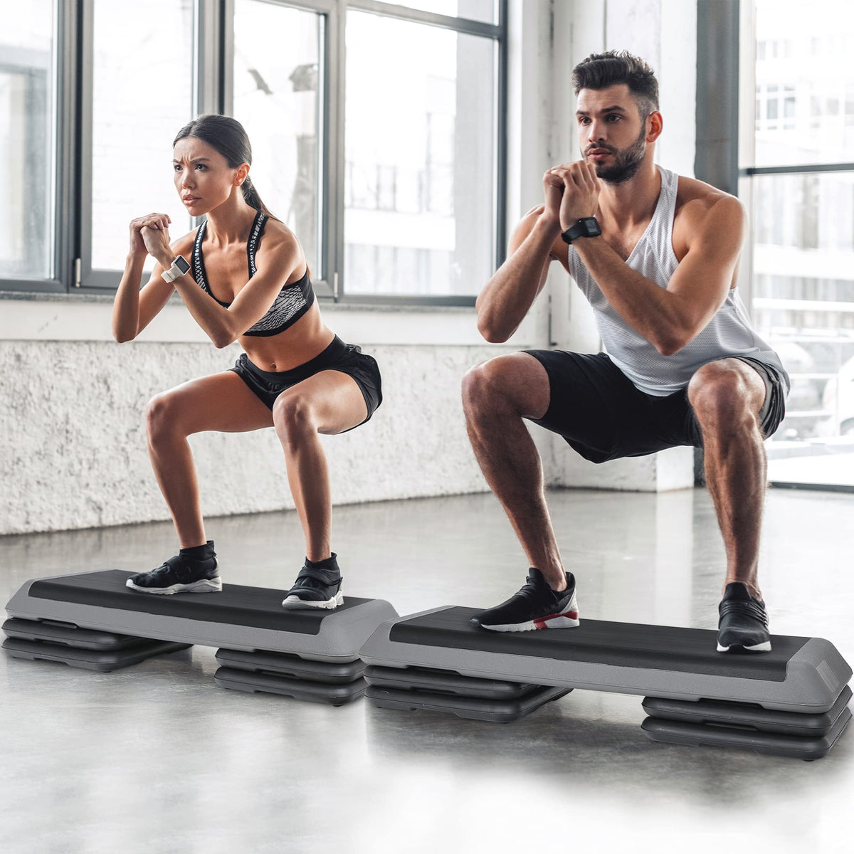43" Adjustable Aerobic Exercise Step Platform with 4 Removable Risers O958363
