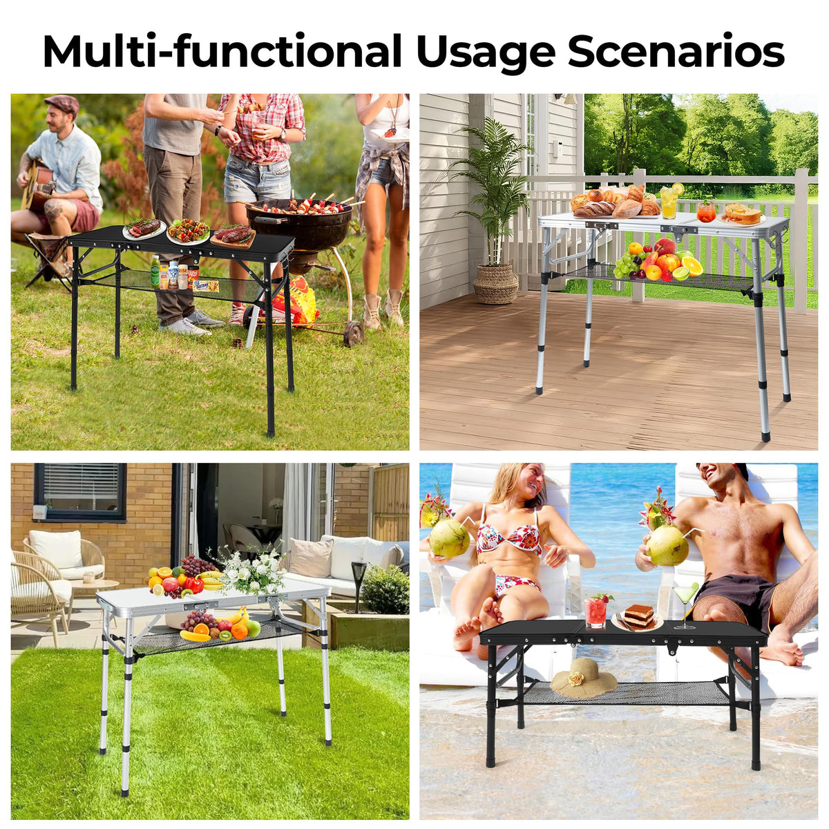 Folding Camping Table with Adjustable Height N2944