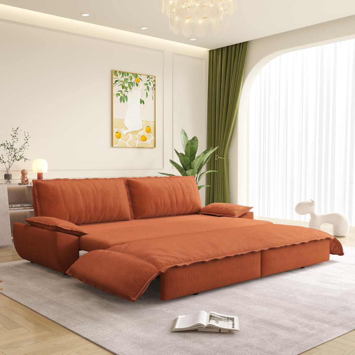 Orange Velvet Two Seater Sofa E924746
