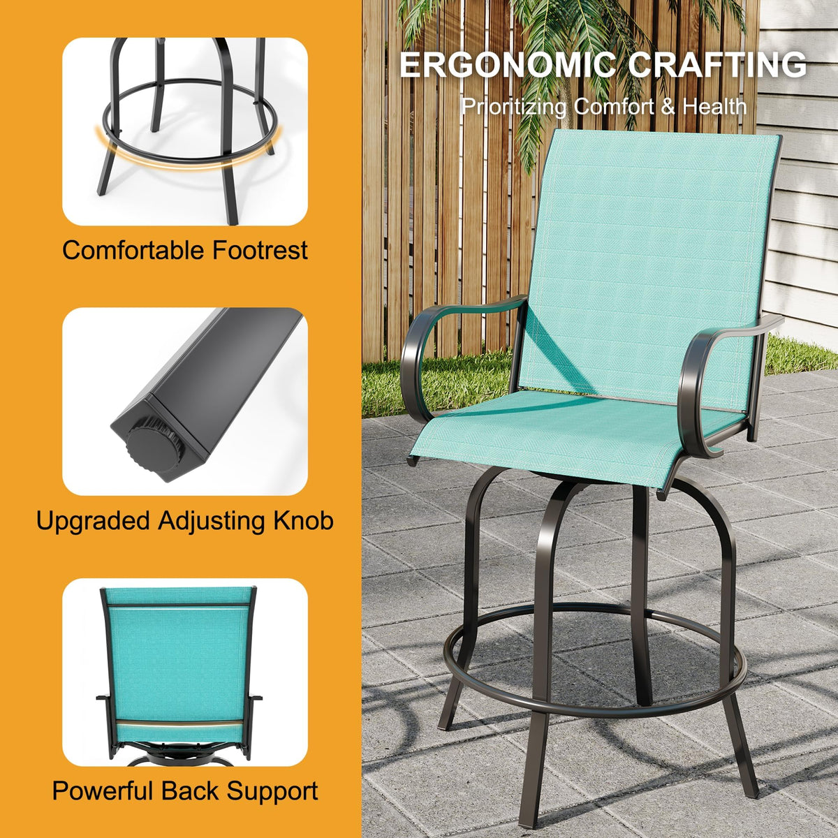 2 Piece 27.5" Patio Swivel Bar Stools F255