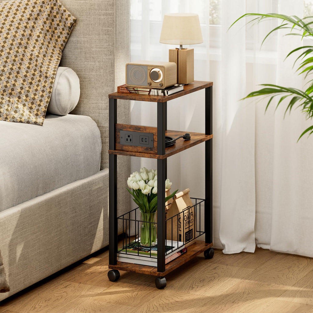 Rolling Side Table with Wheels M396
