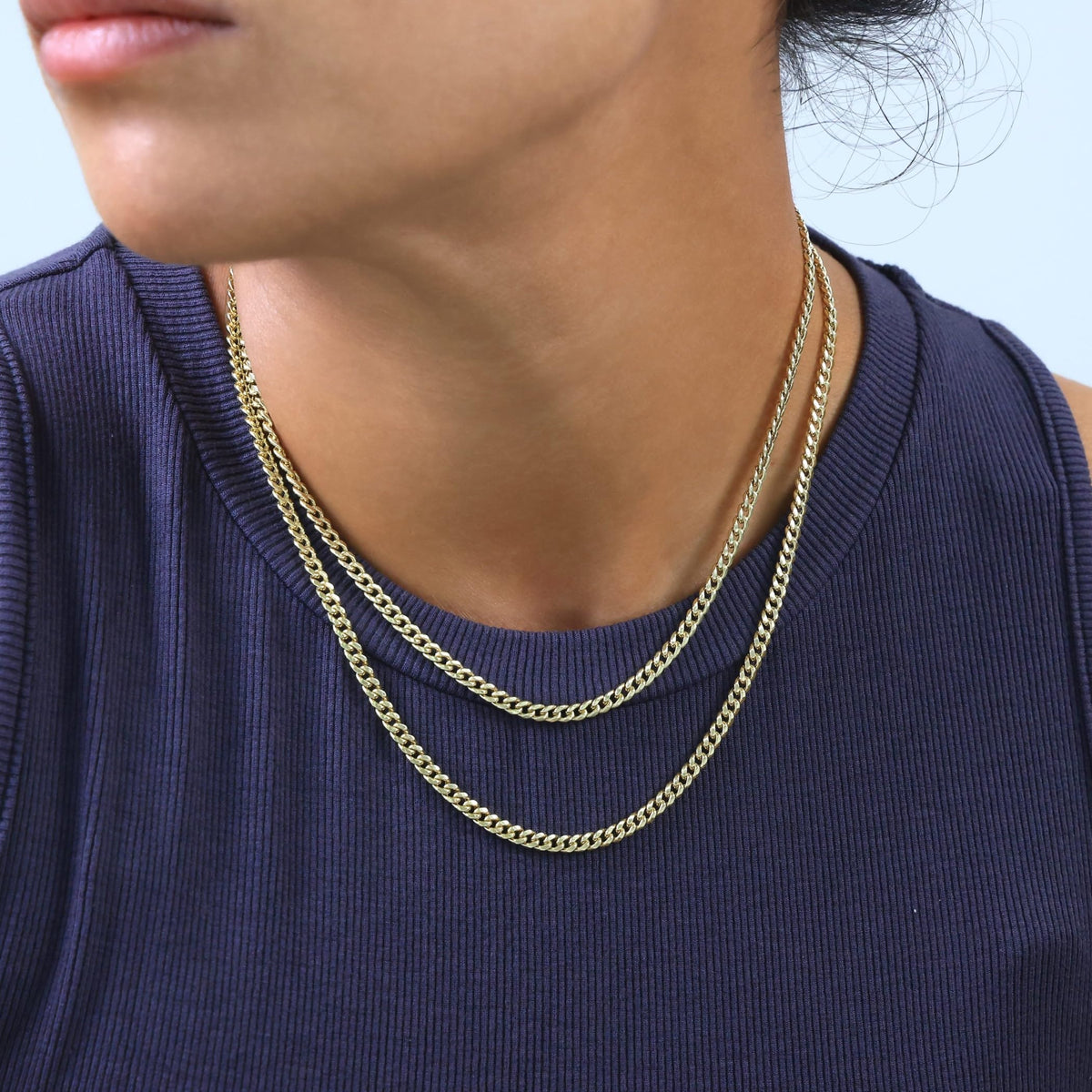 14K Yellow Gold Cuban Link Chain Necklace P748