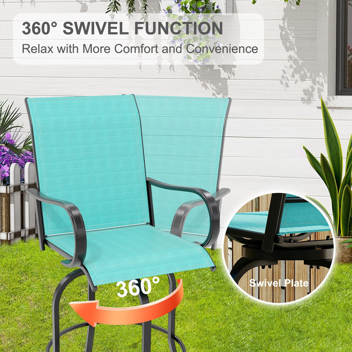 2 Piece 27.5" Patio Swivel Bar Stools F255