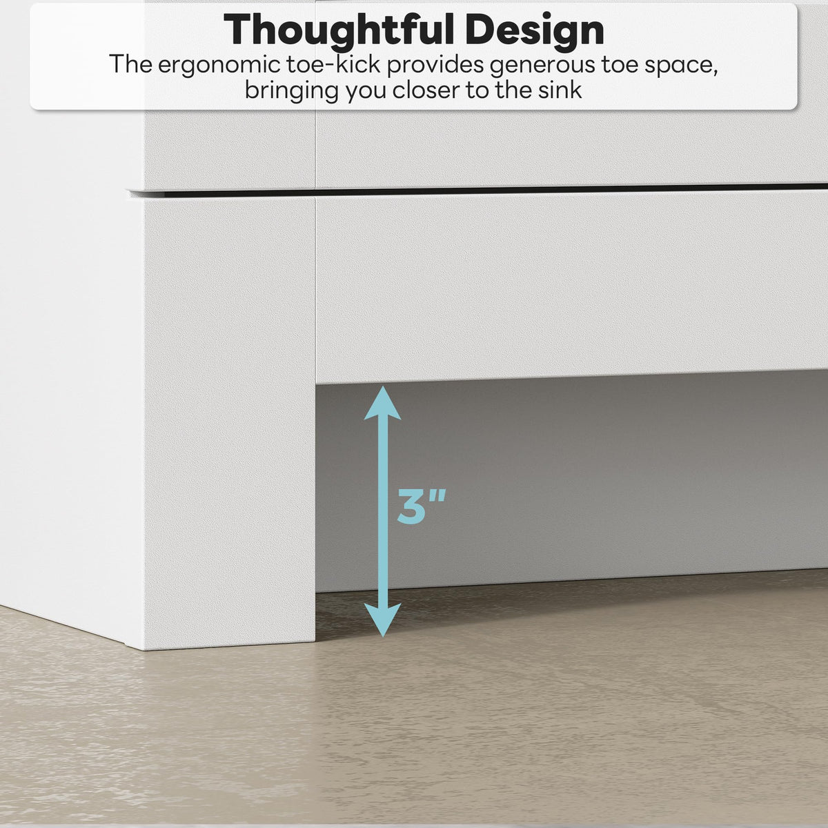36" White Bathroom Vanity with Sink, 2 Soft-Close Drawers & Doors D925577
