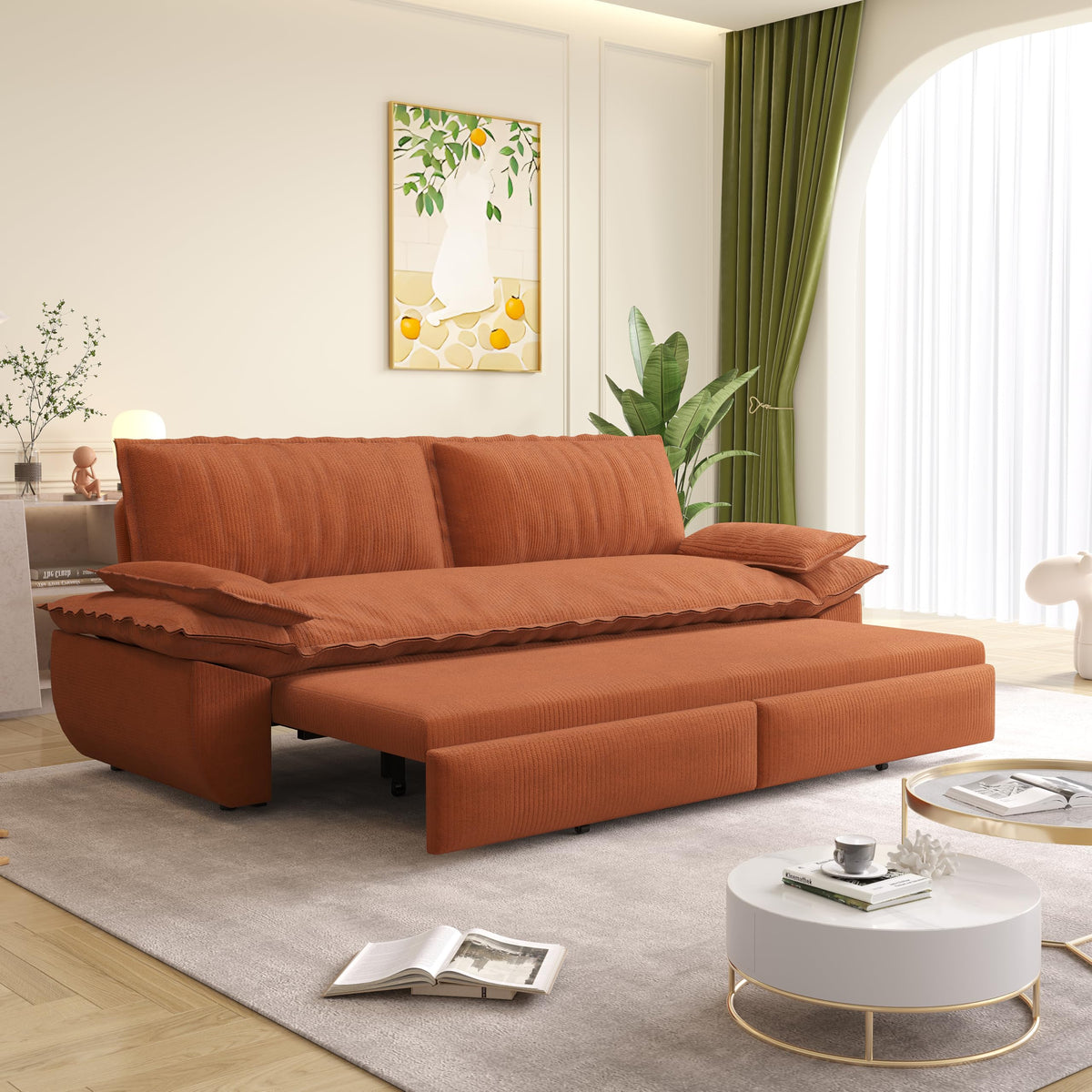 Orange Velvet Two Seater Sofa E924746