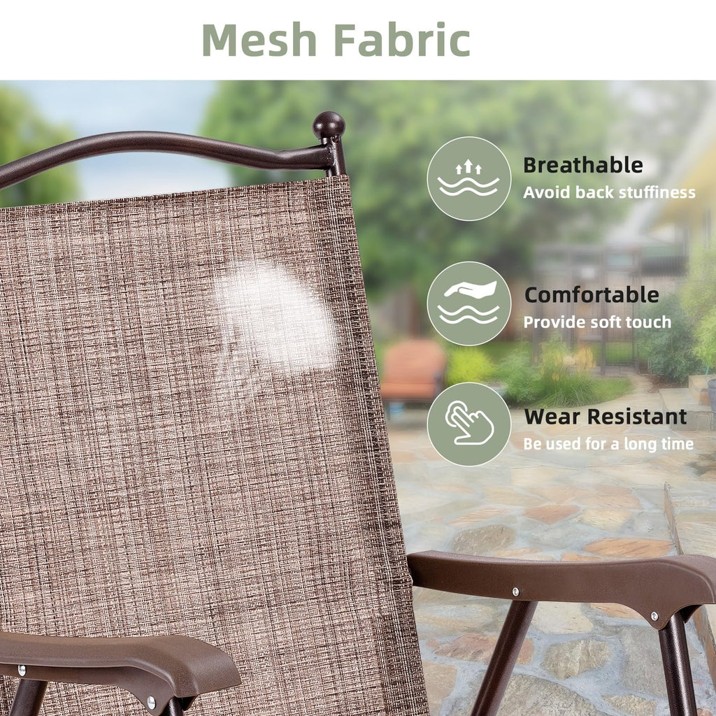 Set of 2 Brown Folding Patio Dining Chairs with Armrests G7038