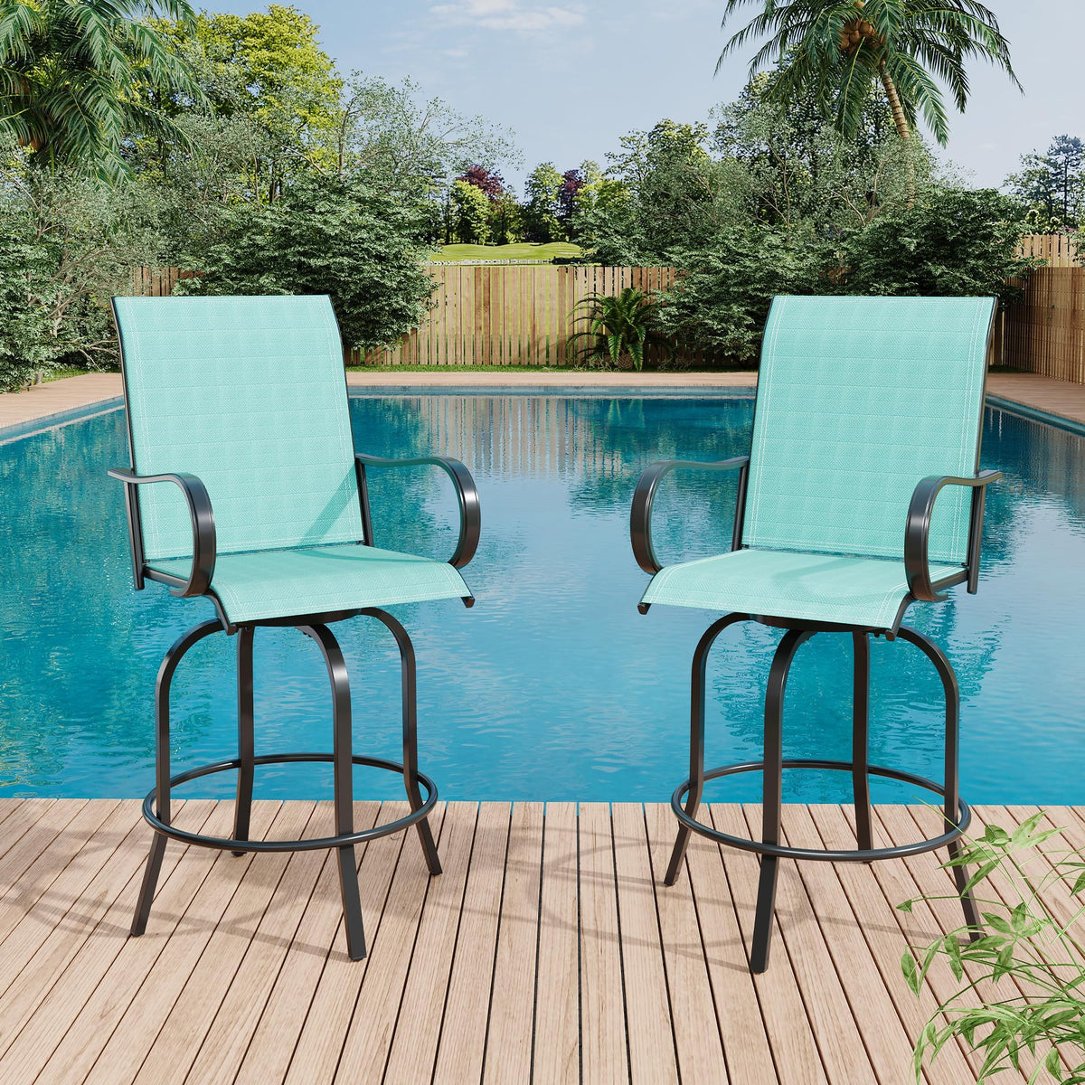 2 Piece 27.5" Patio Swivel Bar Stools F255