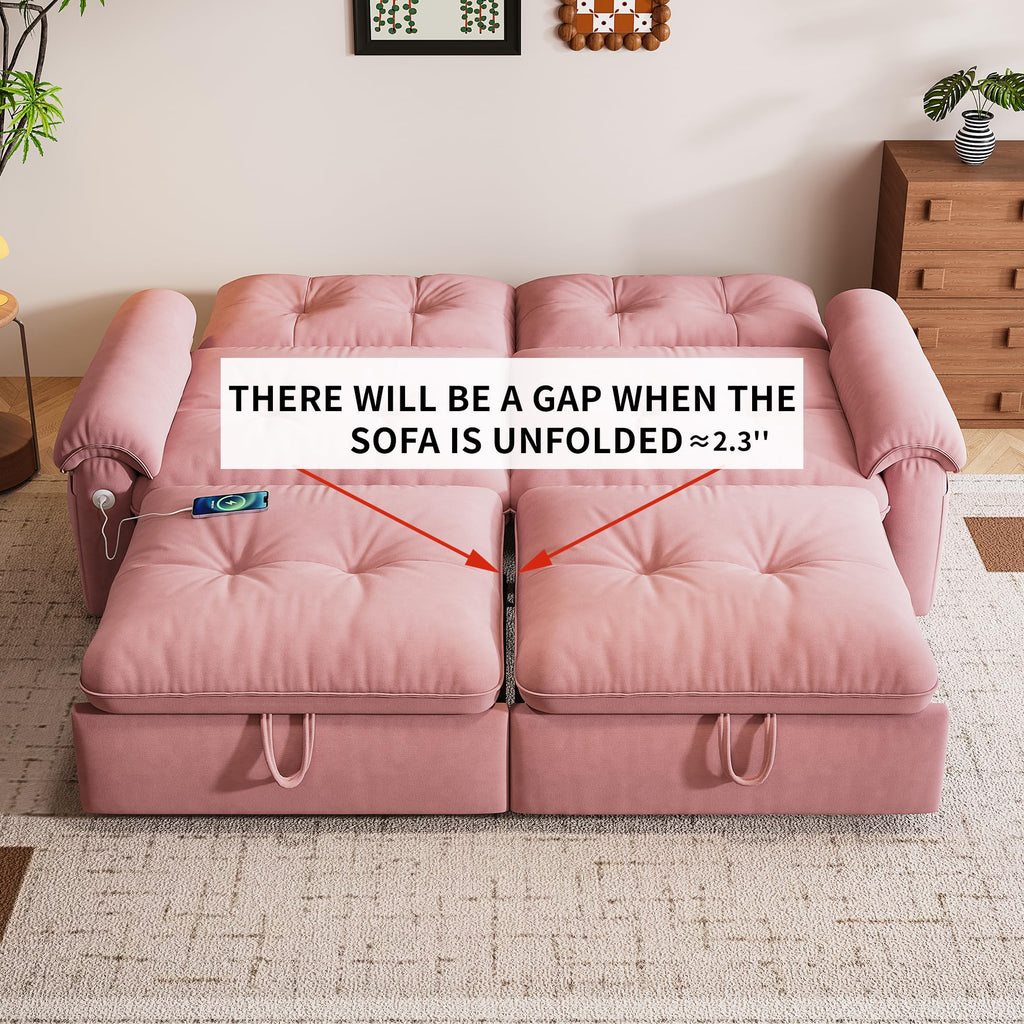 Queen Size Pink Sofa Bed with Pull Out Bed F37574