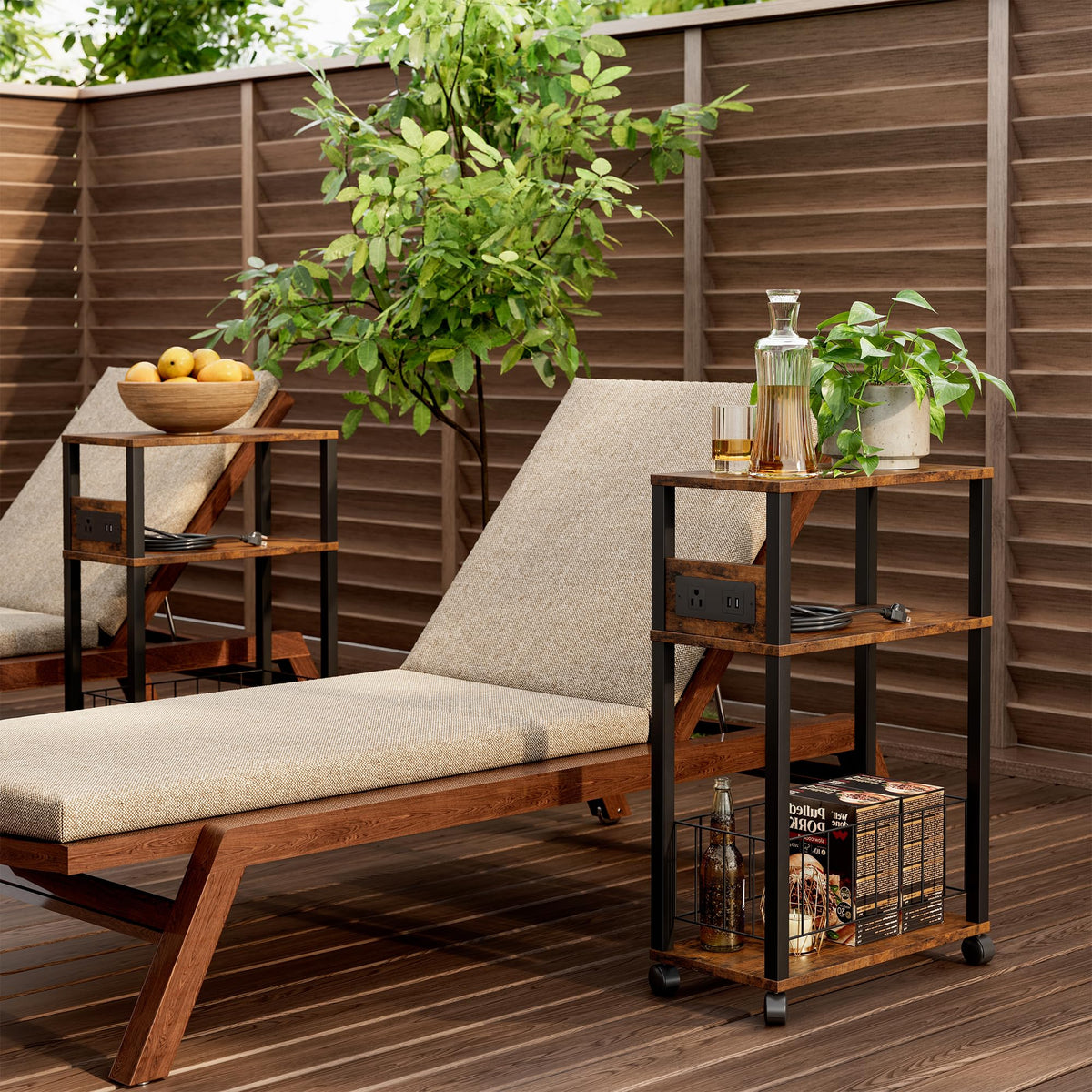 Rolling Side Table with Wheels M396