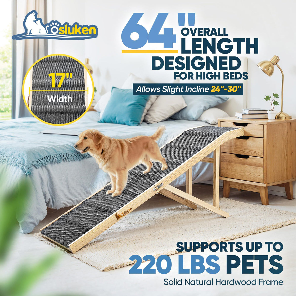 Foldable Dog Ramp with Platform 6 Adjustable Heights Y565311
